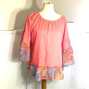 UMGEE NWT Coral Peasant Top Size Small